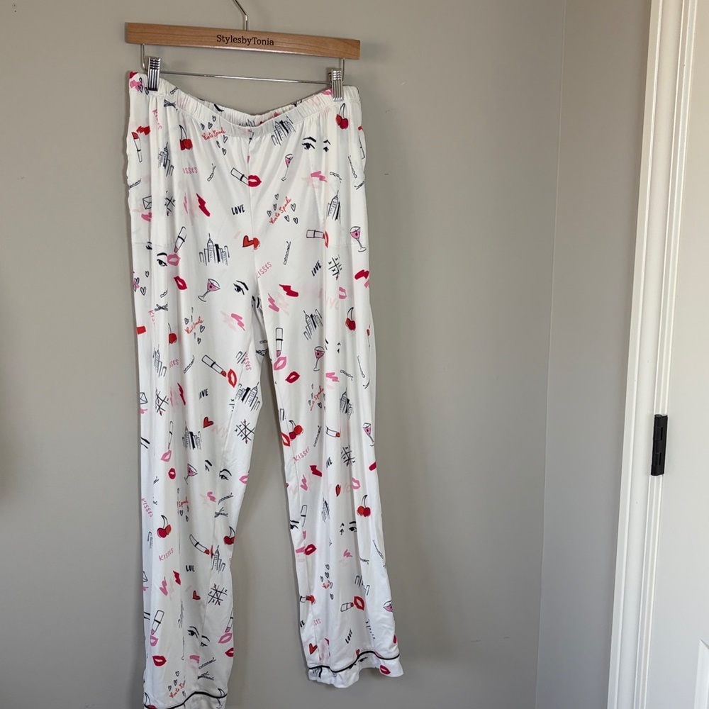 Kate Spade With Love Long PJ Set Pajamas Long Sleeve Long Pant Sz L - Picture 4 of 14